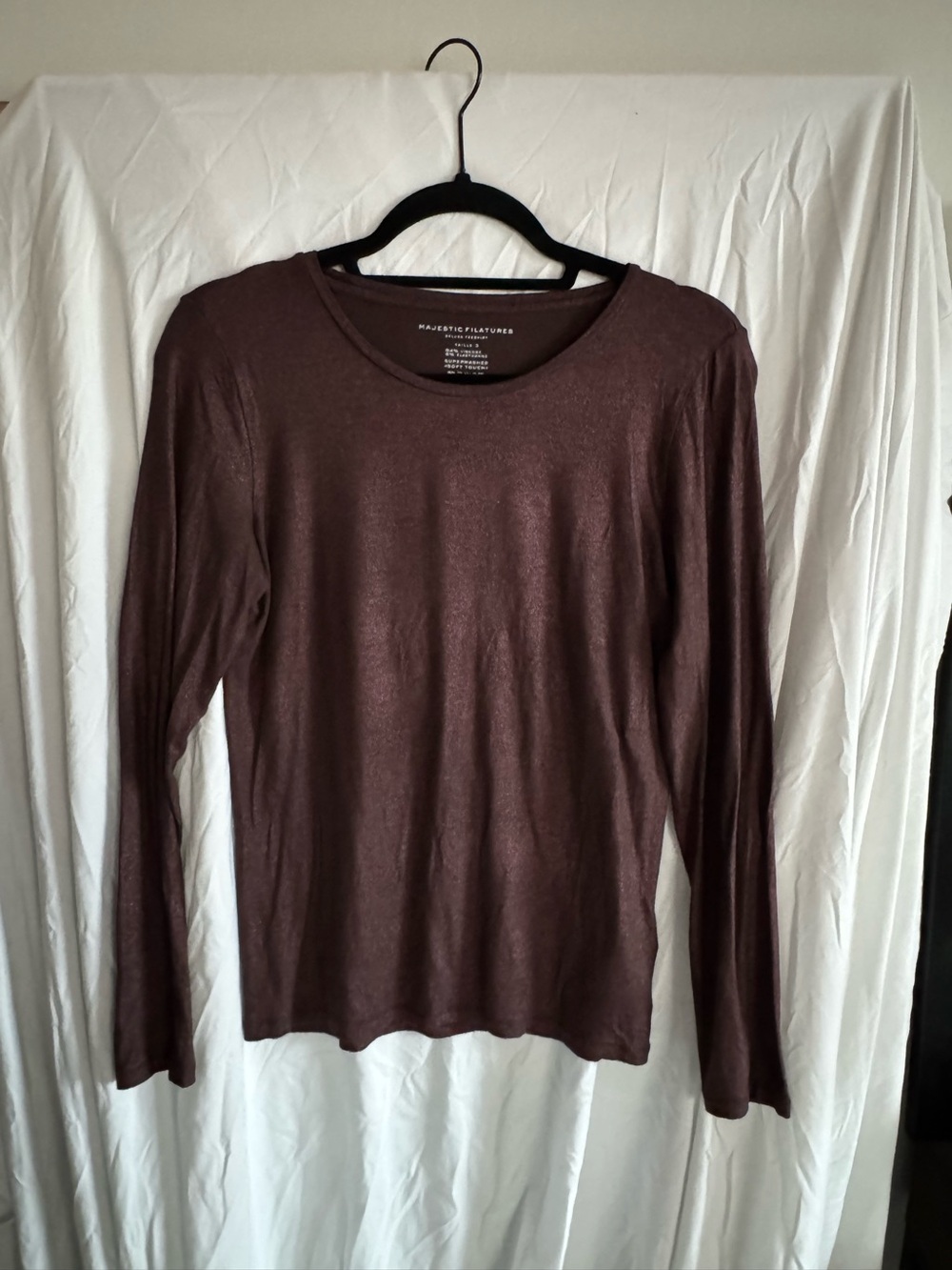 Majestic Filatures Deluxe Tee Plum/Brown Long Sleeve Soft Touch Top Size 3